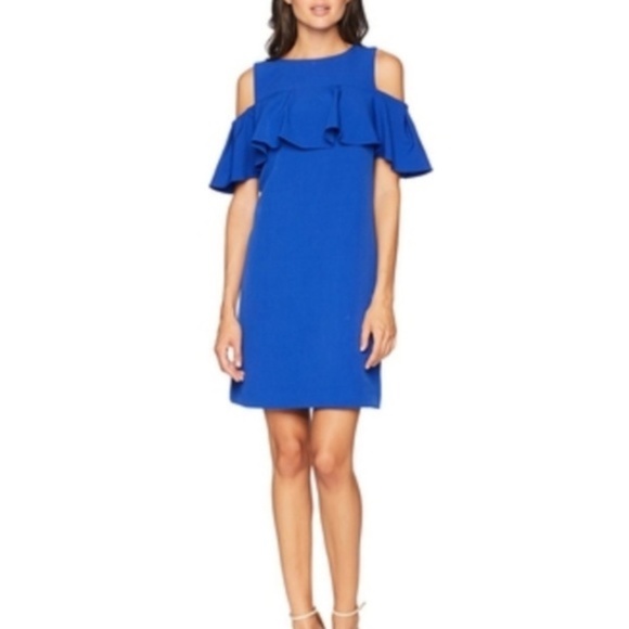 NWT Tahari Ruffled Cold Shoulder Dress - Picture 2 of 6